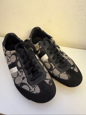 Coach Black, Gray and White Signature Low-Top Sneakers